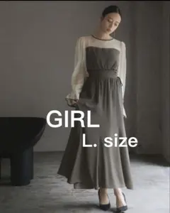 GIRL オーガンジー切替シフォンロング マーメイドワンピ L オケージョン
