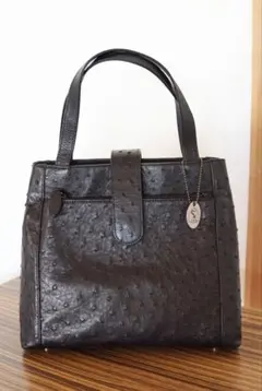 美品　オーストリッチレザー トートバッグ 黒 JRA公認