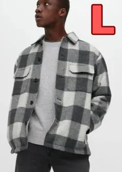 ユニクロ オーバーシャツジャケット L グレー