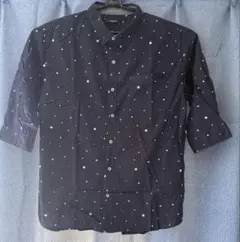 Amorte 半袖シャツ 星柄 ネイビー XL