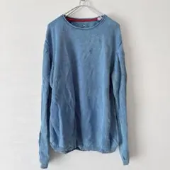 くすみブルー ニット セーター シンプル カジュアル【XL】