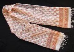 新品未使用★上品な透け感★薄手で軽い★インドシルク50コットン50★縦長ストール