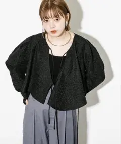 【美品】ジャガードカシュクールブラウス KBF