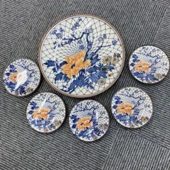 和食器 網目春秋 皿セット 大皿1枚・小皿5枚 計6点セット 昭和レトロ