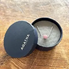 Agatha ケース付きピンクラインストーンネックレス　シルバー925 アガタ
