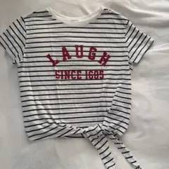 コルザ Tシャツ カットソー ボーダー ホワイト リボン S