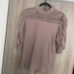 フラワー柄シースルー パフスリーブトップス4L