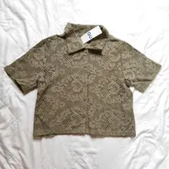 新品 GU レースコンパクトシャツ オリーブ カーディガン ブラウス シャツ