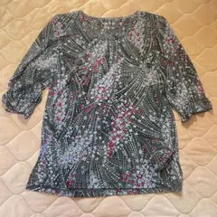 DAIKO クルーネック 五分袖 チュニック 花柄 日本製