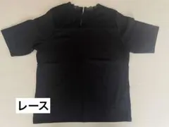 レース切り替え 半袖カットソー ブラックのサムネイル