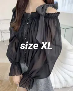 【mily bilet】肩リボンオフショル2 WAY オーガンジーブラウス