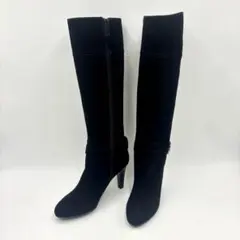 【未使用】ダイアナ スエード ロングブーツ 23.5cm ブラック サイドジップ