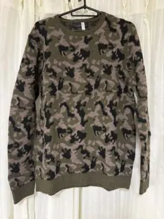 ZARA MAN BLACK TAG 迷彩柄ニット Lサイズ