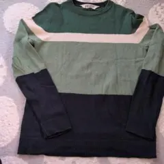 H&M　KIDSボーダーニットセーター（緑・黒、アイボリー色）140cm