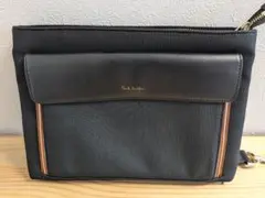 ポールスミス トートバッグ マルチストライプ レザー 黒 A4収納可能 肩
