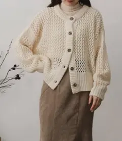 【SALE】SENSE of PLACE byカシミヤタッチメッシュカーディガン