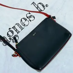 美品✨agnis b. ショルダーバッグ ネイビー レザー バイカラー