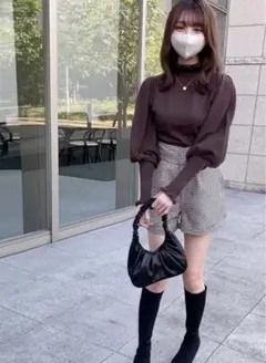 千鳥柄ハイウエストショートパンツ