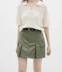 ミニスカート　カーゴ　カーキ　GU ジーユー　オリーブ