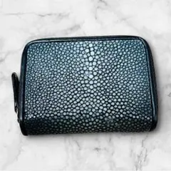 【新品】エイ革 ミニ小銭入れ 黒　ガルーシャ スティングレイ 本革財布 ブラック