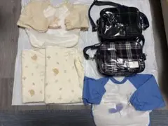 園児通園バックチェック柄2個布団カバー2枚食事用エプロン2枚セット