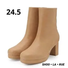 【新品未使用】スエード風 ヒールブーツ　キャメル　24.5cm シューラルー