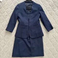 スーツセレクト　スカートスーツ　ノーカラー　7分袖　春夏用