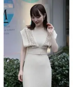 【美品】LAGUNAMOON ベストレイヤードワンピース　アイボリー