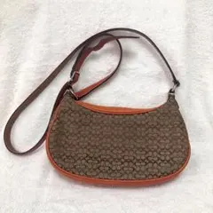 COACHシグネチャー ショルダーバッグ（キャンバス✕レザー）ブラウン/オレンジ