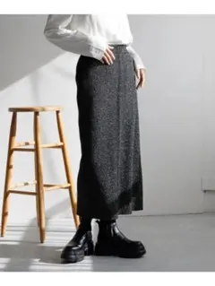 ?LOWRYS FARM ラメニットタイトスカート ブラック