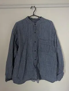 UNIQLO　デニムオーバーサイズスタンドカラーシャツ　ストライプ　XLサイズ
