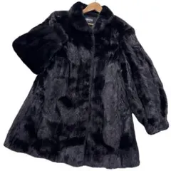 美品　総丈83cm　サガミンク　袖太　ブラックミンク　ファーコート　Lサイズ相当