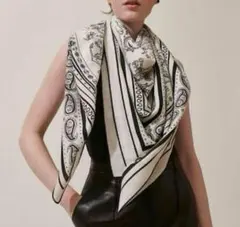 【新品未使用】HERMES　エルメス　バンダナカシシル　ロザンジュミニ　ネイビー 新品未使用】HERMES エルメス バンダナカシシル ロザンジュミニ