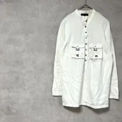 iCB　綿100%　大きいサイズ　Tシャツ　長袖　Vネック　白　コットン　春夏秋