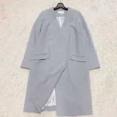 【美品】ピンキー&ダイアン 近年 スポンジダブルクロスノーカラーコート 定価4万