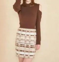 ダーリッチ ツイードチェックニットワンピース