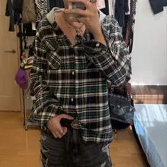 チェックシャツパーカー　グランジ　平成　お兄系　V系　archive ギャル