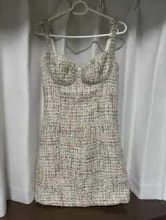 マルチカラーツイードドレス