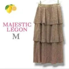 9『マジェスティックレゴン』花柄 ロングプリーツスカート【M】ピンク ティアード