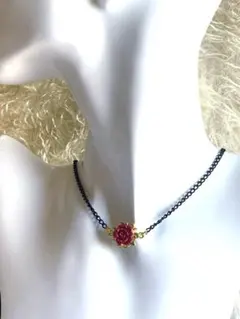 薔薇 紅 チェーン 鎖 ブラックネックレス チョーカー