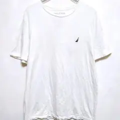ワンポイント 刺繍 半袖 Tシャツ 白 クルーネック ゆったりのサムネイル