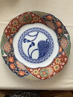富貴長春】有田焼 伊万里焼 古伊万里 金彩 色絵 七寸皿 管理A4067