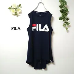 FILA フィラ タンクトップ ノースリーブ ビッグロゴ ネイビー Mのサムネイル
