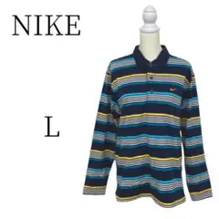 NIKE ナイキ ネイビー系 ボーダー ポロシャツ タウンユース L