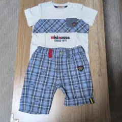 Miki House チェック柄Tシャツ・ショートパンツセット 90cm