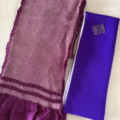 総絞り帯揚げ×重ね衿セット 紫系 正絹 上品コーデに◎ 難あり 振袖用 訪問着