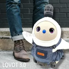 ラボット LOVOT ラボットの服ハンドメイドヒッコリーサロペットパンツネイビー