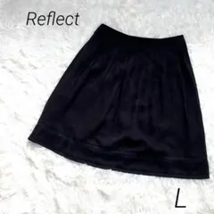 Reflect リフレクト スエード風 タック入りフレアスカート 黒 【L】