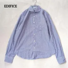 EDIFICE ストライプシャツ 長袖 ビジネス コットン100% 日本製のサムネイル