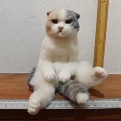 作家 羊毛フェルト ネコ ぬいぐるみ リアル 猫 ハンドメイド アート